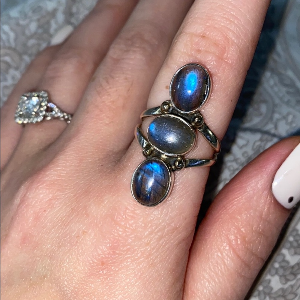 Sterling silver Trio Labradorite Ring